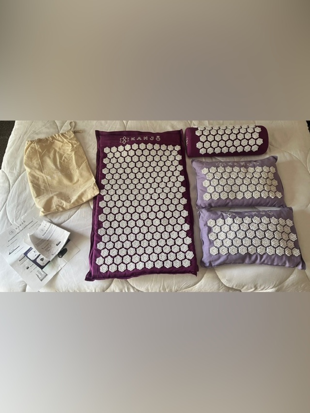 Kanjo Memory Foam Acupressure Mat Set (Amethyst Purple) - Like New Bundle with B